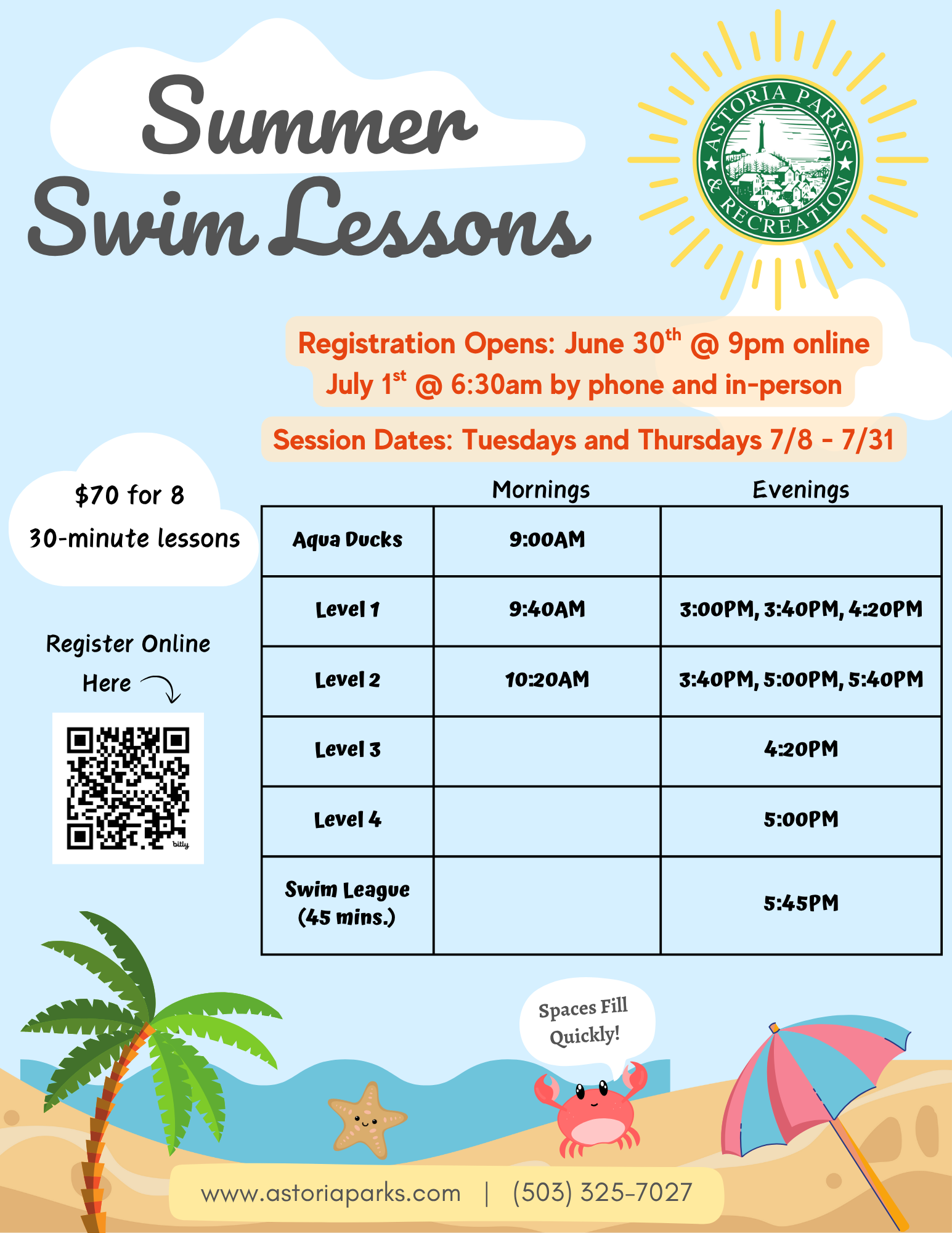 2025 Summer Lessons Flyer